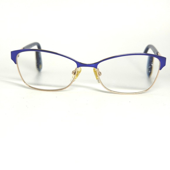 Bulova Nairobi‎ Royal Eyeglasses Frames Blue Gold 52-15-135 Womens Cat Eye main image 3
